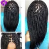 Long Braided Black Heat Resistant Fiber Synthetic Hair Wigs box Braids Middle Part Made Hand For American Women