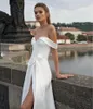2020 새로운 헬레나 Kolan A 라인 웨딩 드레스 어깨 분할 띠 플러스 사이즈 신부 가운 스윕 오프 기차 비치 로브 드 Mariée (825)