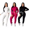 Echoine Höst Vinter Kvinnor Tracksuit 2 Piece Set Crop Top Byxor Ställ Sportkläder Matchande Workout Sweat Passar Kvinnor Jogging