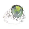 10 stks / partij Dames Bruiloft Sieraden Ringen Nieuwste Drop Groen Peridot Gems 925 Sterling Verzilverd Hoogwaardige Ring Sieraden Gift