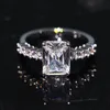 All'ingrosso- Shinning gioielli di lusso in argento sterling 925 taglio principessa topazio bianco diamante CZ eternità promessa donne matrimonio anello nuziale regalo