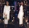 Witte satoonea lengte schede cocktailjurk elegante Arabische lange mouwen backless vrouwen formele feestjurken korte avondjurken