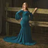 Moederschap jurk voor foto Maternty fotografie props flare mouw sexy zwangere jurken 2022 vrouwen elegante lange zeemeermin jurk
