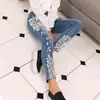 Jeans de femme marque femme de luxe strass diamant jambes de denim pantalon skinny stretch plus taille crayon slim vintage pantalon