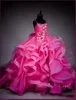 2019 Belle robe de bal filles Pageant robes Fuchsia petit bébé camouflage robes de fille de fleur avec des perles sur mesure Made3635508