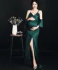 Elegant Sleeves Prom Dresses Sexy Maternity Formal Evening Dress Satin Pregnancy Clothes For Photo Shooting