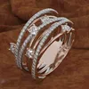 럭셔리 여성 크리스탈 지르콘 돌 반지 귀여운 패션 실버 로즈 골드 반지 약속 여성을위한 결혼 약혼 반지를 사랑합니다