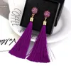 Bohemian Crystal Tassel Earrings Black White Blue Red Pink Silk Fabric Long Drop Dangle Tassel Earrings For Women Jewelry GB362