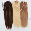 Drawstring Ponytail Human Hair 100g 14 to 28 inch VMAE Straight Natural 613 Brown Extensions Remy Hiar Horsetail Tight Hole Straight