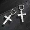 Fashion Mens Women Earrings Gold Silver Color Ice Out Square CZ Cross Earrings Fashion Hip Hop Earrings Gift7131813