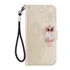 Bling Diamond Leather Wallet Cases For Samsung S24 Ultra Plus A55 A35 Xiaomi Redmi Note 13 Pro Plus 4G 5G 3D Owl Flower Print Lace Night Bird Card Holder Flip Cover Pouch
