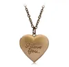 Eu te amo coração medalhão colar de prata rosa corrente de ouro amor coração mensagem secreta memória viva pingente medalhões mulheres moda jóias 30 pcs