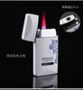 High Temperature Blue And White Porcel Torch Red Flame Windproof Inflatable Cigarette Lighter Metal Body Ultra-thin Torch Personality Butane