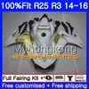 YAMAHA YZF R3 R25 YZF-R3 YZFR25 뜨거운 황금 흰색 14 15 16 17 240HM.7 YZF-R25 R 25 YZFR3 2014 2015 2016 2017 페어링 키트