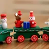 Jouets train de Noël en bois peint décoration pour la maison avec le Père Noël / Ours de Noël Kid Jouets Ornement Nouvel An cadeau faveur LJJA3395-1