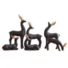 Zwarte keramische elanden Figurines Art Collection Forest Deer standbeeld Set Home Decor Crafts Geschenken Animal Ornamenten Tabletop middelpunt