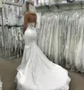 2019 élégantes robes de mariée sirène satin dentelle appliques balayage train robe de mariée bohème chérie sur mesure pays robes de mariée
