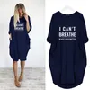 Eu não posso respirar Womens Trendy Vestido moda meninas Vestidos Sexy Party Club Casual Vestido Acitve Vestido manga comprida ativos das mulheres roupa nova