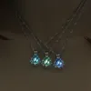 Luminous Necklaces Glow In The Dark Moon Lotus Flower Shaped Statement Silver Chain Pendant Necklaces for Women Yoga Prayer Buddhism Jewelry