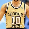 Georgia Tech Yellow Kurtki Koszulki Koszykówka Koszulka NCAA College Derrick Favors Josh Ogogie Kenny Anderson Matt Harpring Jarrett Jack Mark Cena