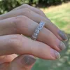 Vintage Fashion Jewelry 925 Sterling Silver Circle Ring White Topaz CZ Diamond Gemstones Wedding Engagement Band Ring for Lovers' Gift