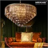 Moderne kroonluchters licht binnenverlichting elegant K9 22mm grootte Artikel Crystal Smoky Gray Crystal Hanglamp Suspension Lampara voor Cafe Restaurant Hotel