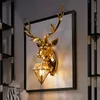 American rétro Gold Deer Mur Murs Antlers luminaires luminaires salon lampe de chevet de chambre à coucher LED DÉCOR HOME LUMINAIRE228T