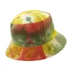 Mulheres Homens Harajuku Tie-tintura Contraste Colorido Bucket Chapéu Reversível Pacotes Ampla Brim Sun Visor Hip Hop Algodão Fisherman Cap1