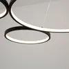 White/Black Modern LED Aluminum Pendant Lights Ring Chandelier Lighting for Dining Kitchen Room Living Room Bedroom