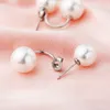 Perle d'eau douce naturelle 925 bijoux en argent boucles d'oreilles avec s925 gravé classique Double perles boucle d'oreille pour femmes filles