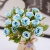 Artificial rose bouquet silk flowers wedding decorations flower height about 28cm include 5 branches 15 rose flower heads