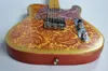 사용자 정의 Masterbuilt Dale Wilson 1969 Relic Gold Burst Pink Paisley Tele Electric Guitar, 메이플 지판 검은 점 인레이, 빈티지 튜너