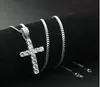 Naszyjnik wisząca Hip Hop Cross z łańcuchem 60 cm dla mężczyzn i kobiet miedzi się mrożona z cyrkonu sześciennego biżuteria n340197c