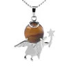 qimoshi Fée Tige Petit Ange Pendentif Collier Pierre Naturelle Adolescente Femelle Allégorie Guérison Gardien Cadeau 12 pièces