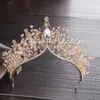Gouden Bruids Crowns Tiara's Haaraccessoires Hoofddek Ketting Oorbellen Sieraden Set Mode Bruiloft Sieraden Sets Goedkope Prijs