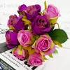 12 Köpfe viele künstliche Rosenblumen, Hochzeitsstrauß, Neujahr, rosa königliche Rose, Seidenblume, Heimdekoration, Party-Dekoration2740