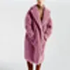 新しいファッションの高級コートの女性テディベアフィールプレーンカラーの特大の有名人の毛皮の毛皮のロングコートオーバーコートの上着の女性