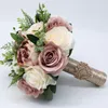 Bouquet da sposa Seta Fiore da sposa Damigella d'onore Rosa Peonie Boho Accessori per matrimoni floreali artificiali ramos de flores para novias226r