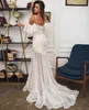 Sexy hors de l'épaule sirène robes de mariée Boho luxe cristal perlé bretelles spaghetti balayage train dentelle robe de mariée vestido de314s