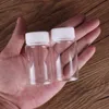 Beyaz Plastik ile 15 adet 50 ml 37 * 70mm Cam Şişeler Düğün Hediyesi için Baharat Şişeler Konteyner Şeker Kavanozları Şişeleri DIY Craft Caps