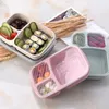 3 Grid Wheat Straw Lunch Box Microwave Bento Box Quality Health Natural Student Portable Food Storage Box Tableware