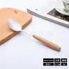 Creativo Manico In Legno Posate Più Posate In Acciaio Inox Coltello Cucchiaio Forchetta Caffè Cucchiaio Gelato Frutta Coltello Set Da Tavola