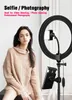 10 ICH LED RING LIGHT STAND STAND SELFIE IŞIK YÜZEYİ KAMERA KAYIT İÇİN TABLO TELEFON TUTUCU