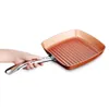 Non-stick Copper Frying Square Grill Pan Skillet with Ceramic Coating Induction Cooker Safe