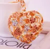 FASHION- charme creux style floral strass cristal pendentif coeur en métal voiture porte-clés Fermoir Anneaux en alliage clés