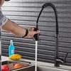 Nuevo grifo extraíble de cocina pintado en negro rotación de 360 grifos mezcladores fríos y calientes flexibles montado en cubierta de una sola manija