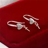 Little Heart Pearl Findings Hook Earwire for Drop Pearls 925 Sterling Silver Zircons Earrings 5 Pairs