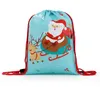 Świąteczna torba ze sznurkiem plecak 3D Print zawijanie prezentu Santa Goody Treat worek etui sportowe sprzyja dekoracje świąteczne dostosuj logo