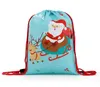 Noel Drawstring Çanta Sırt Çantası 3D Baskı Sarma Hediyesi Santa Goody Treat Sack Sports Pouch Parti Dekorasyonları Özelleştirme Logo