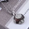 Fashion-New Fashion Iced Out Mushroom Necklace Pendant Koppar Bicolor Cubic Zircon Halsband Hip Hop Mäns smycken gåvor